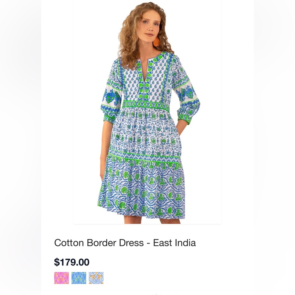 New never worn Gretchen Scott Cotton Border Dress-East India size medium.